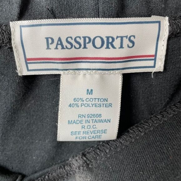 Passports Black Sweatpants Size M - Picture 7 of 8
